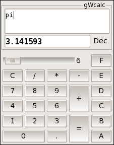 La configuración completa de gWcalc